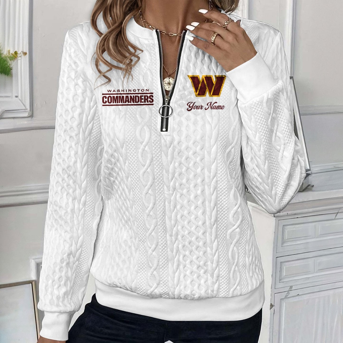 WAS x NFL Women's Quilted Zip-UP Sweatshirt DatND DVT