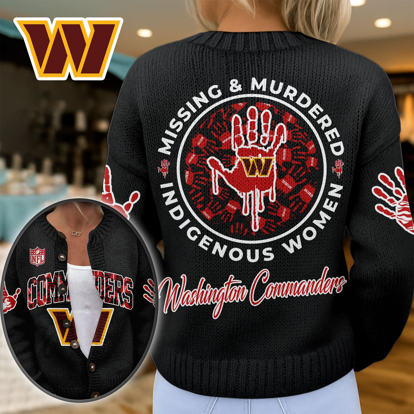 WC Premium NFL Cozy Knit Cardigan DDT NTL