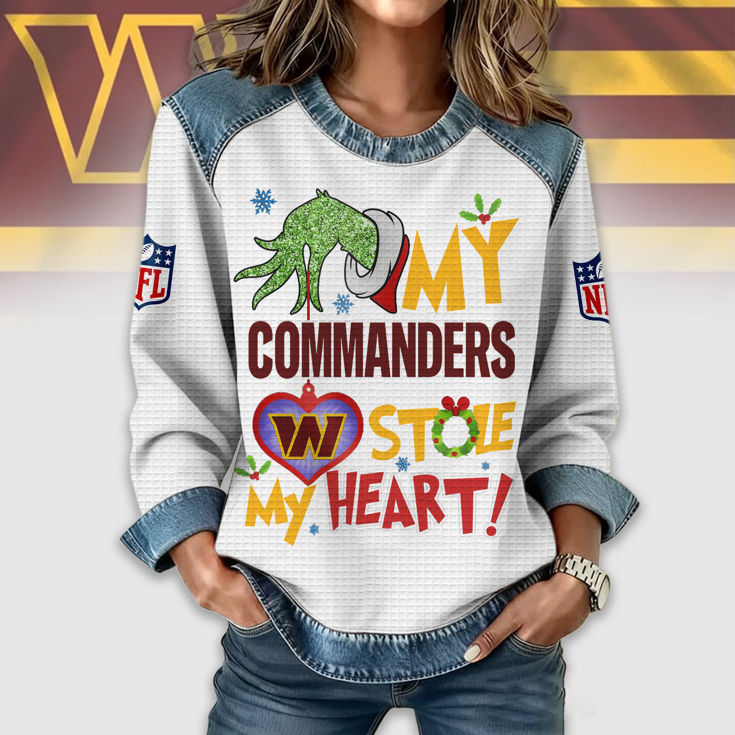 WC Premium NFL Grinch Womenƒ??s Casual Sweatshirt DDT 081125 NTL