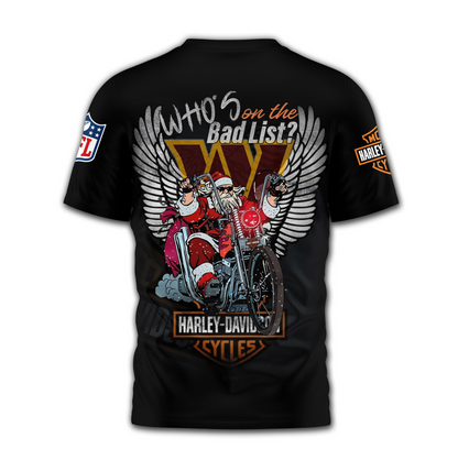 WC Premium NFL Harley-Davidson Santa Claus 3D Shirt DDT NTL