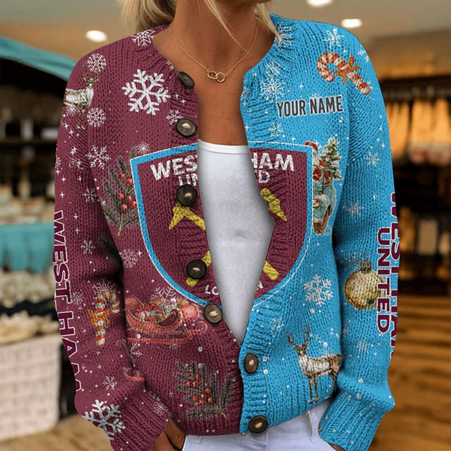 WHU x EPL Christmas Cardigan For Women DatND THUONGNH