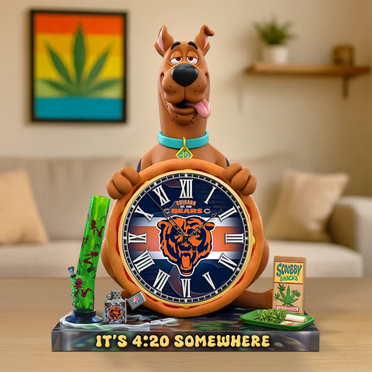 A Playful Pup Desk Clock Plaque - CHRISTMAS SCOOBIDO- CHI Gift For Weed Lovers NDT TDT