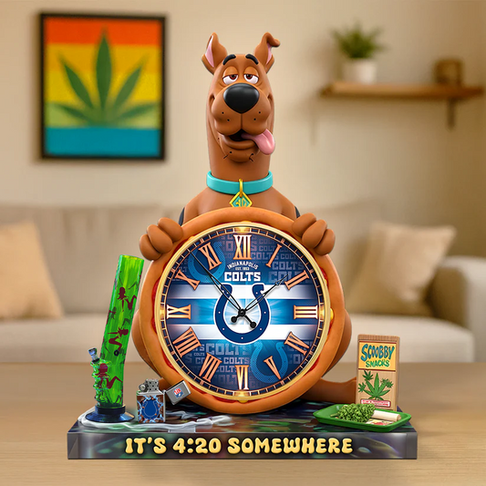 A Playful Pup Desk Clock Plaque - CHRISTMAS SCOOBIDO- IND Gift For Weed Lovers NDT TDT
