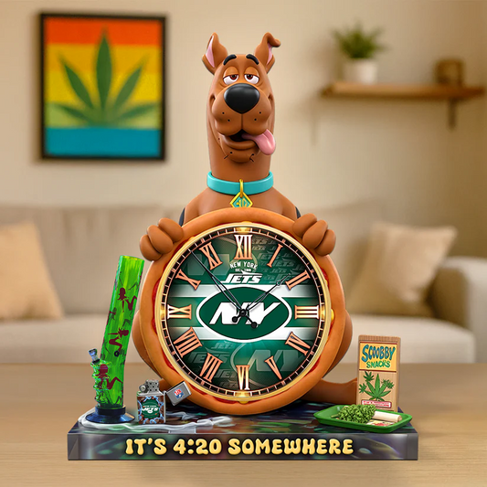 A Playful Pup Desk Clock Plaque - CHRISTMAS SCOOBIDO- NYJ Gift For Weed Lovers NDT TDT