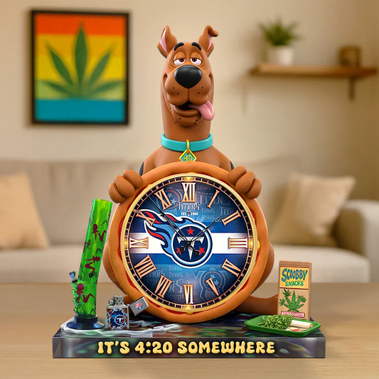 A Playful Pup Desk Clock Plaque - CHRISTMAS SCOOBIDO- TEN Gift For Weed Lovers NDT TDT