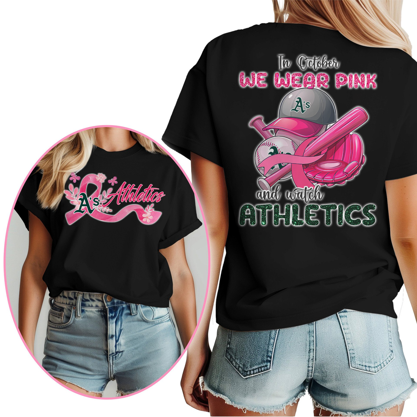 In October We Wear Pink And Watch MLB ATH Shirt DDT NTL