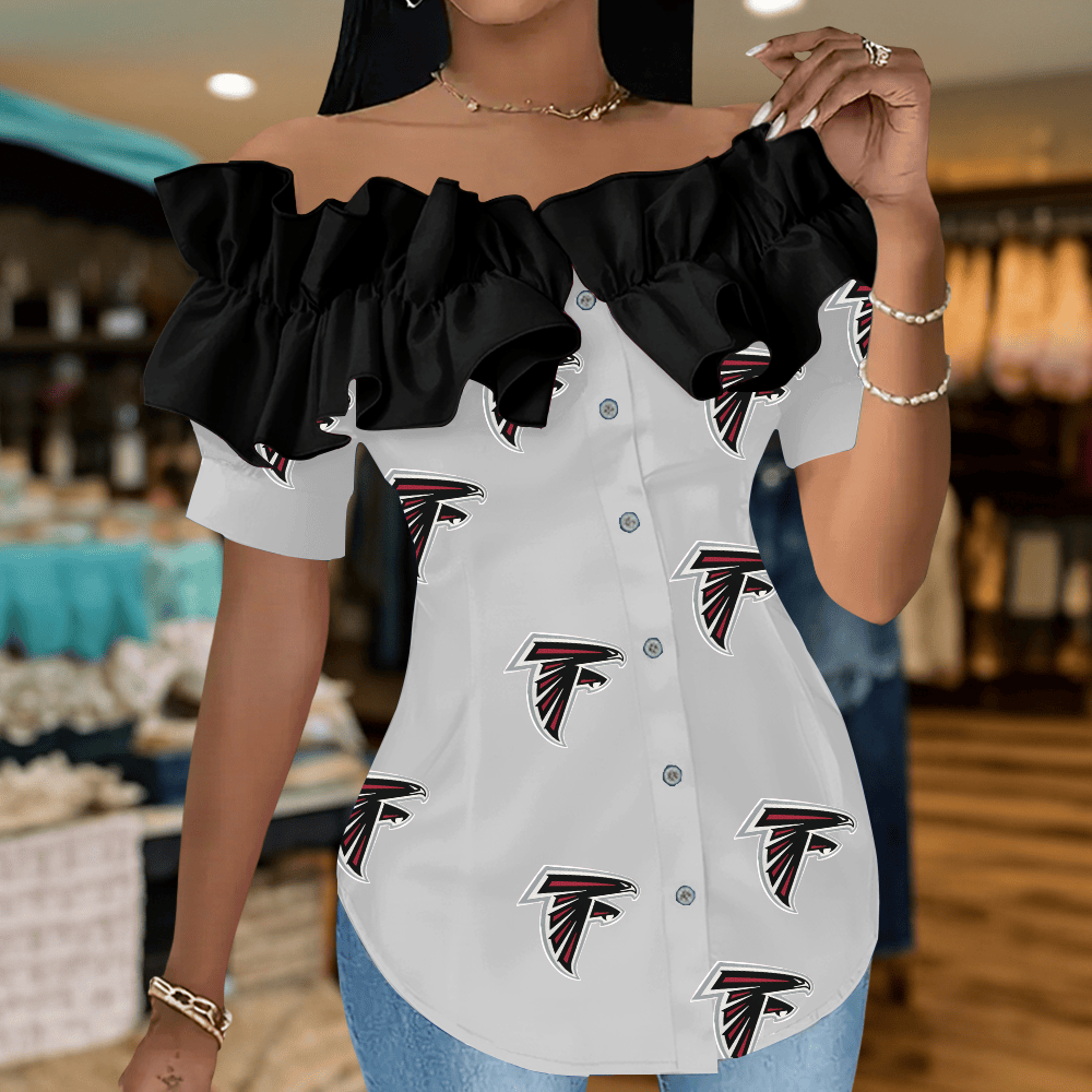 AF Premium NFL Women Ruffle Off-Shoulder Blouse DDT CTND