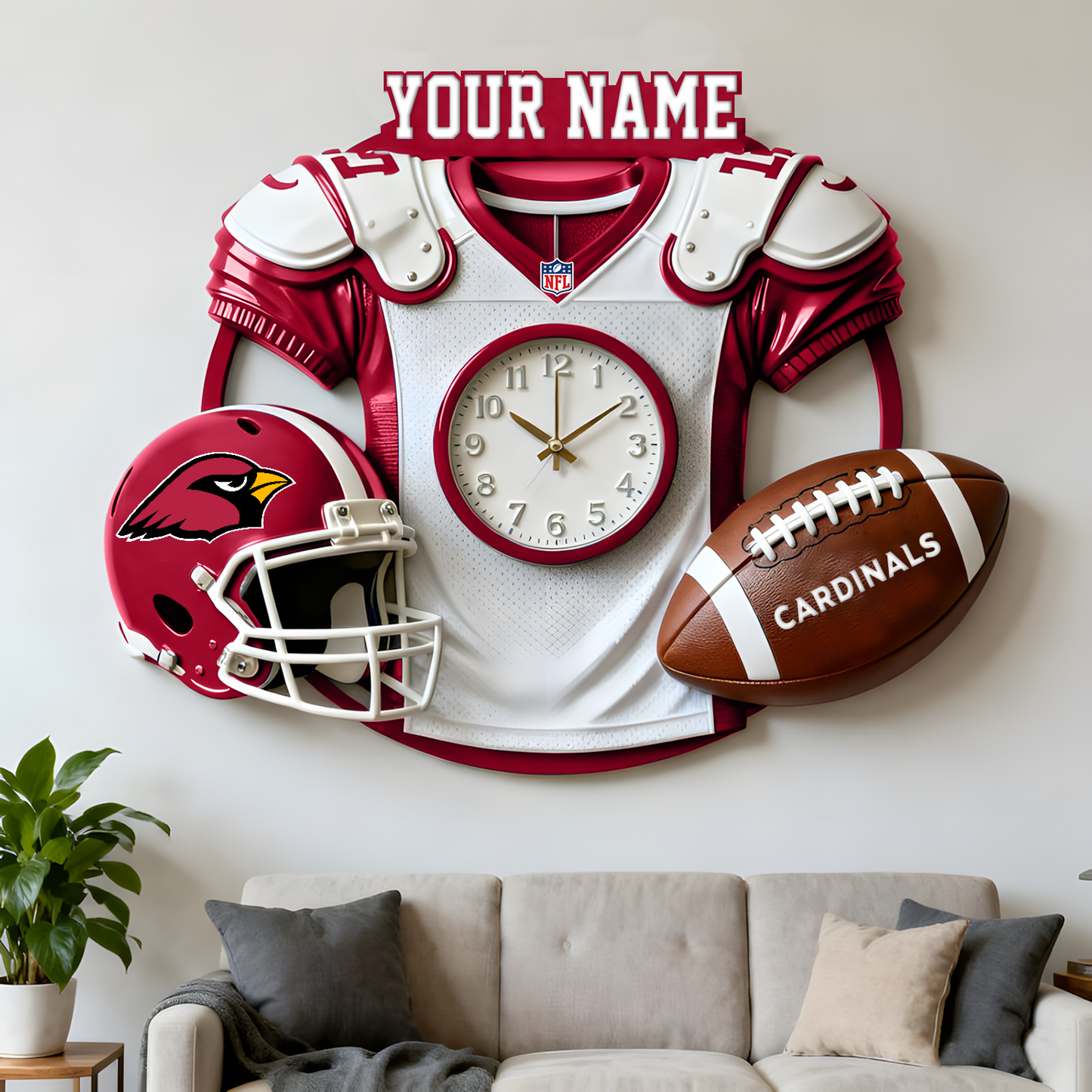 ARI X NFL Jersey Sculpture Clock V1 NAK NHT