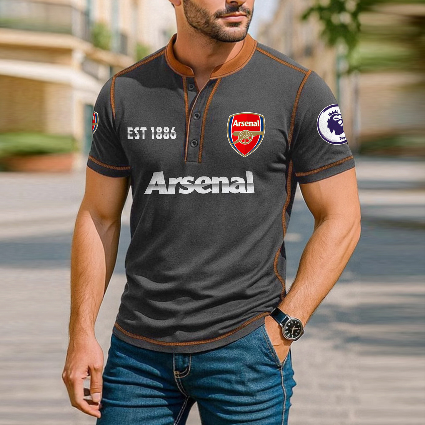 ARS Premium Men's Short Sleeve Henleys DatND DVT