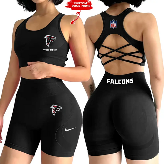 ATL x NFL 2-PCS Women's Seamless Yoga Set Sexy Sport Bra High Waist Sports Shorts DATND TANTD