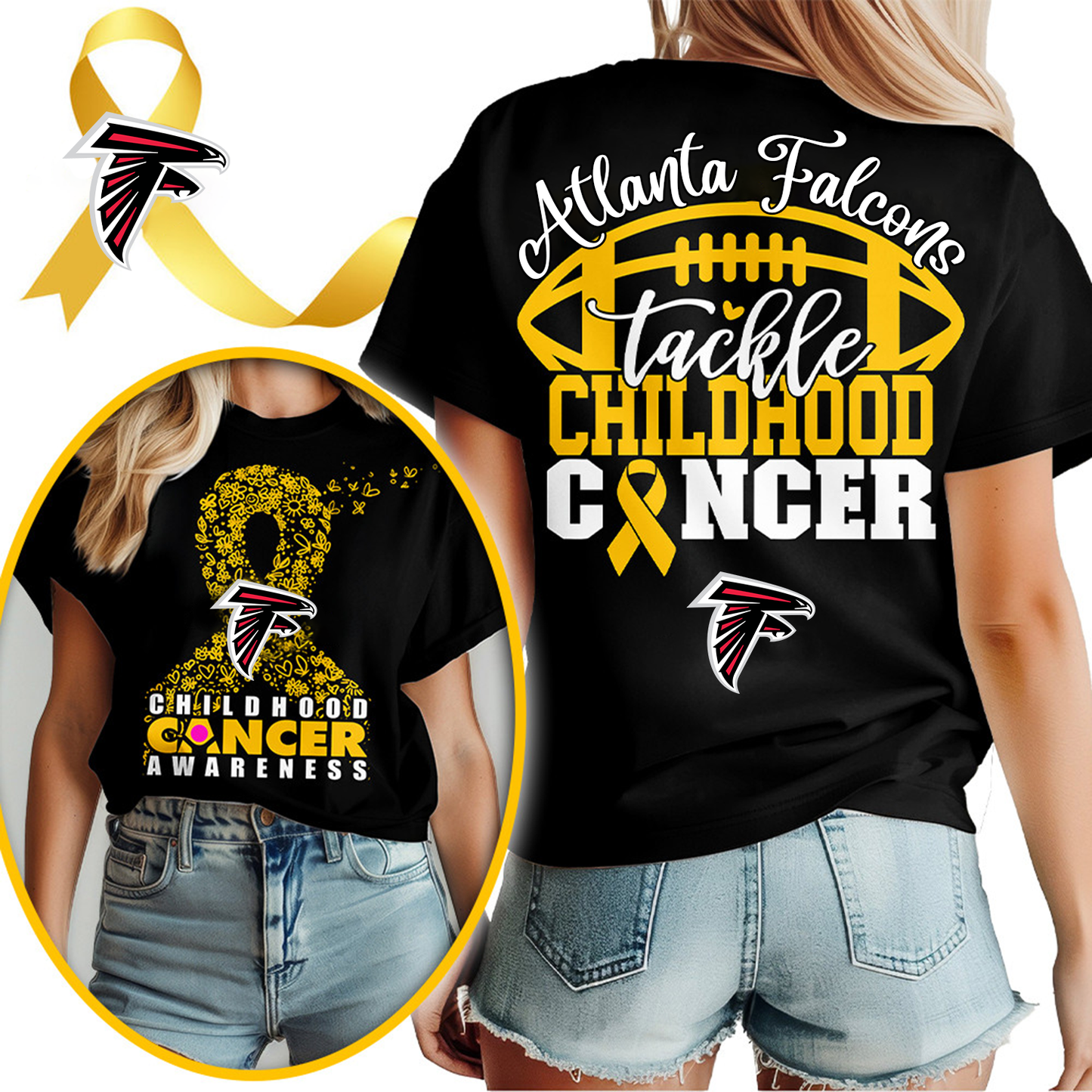 ATL X NFL Premium Childhood Cancer Awareness Month 3D Shirt DatND ThuongNH