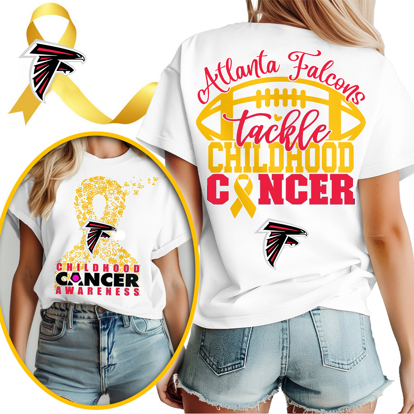 ATL X NFL Premium Childhood Cancer Awareness Month 3D Shirt DatND ThuongNH