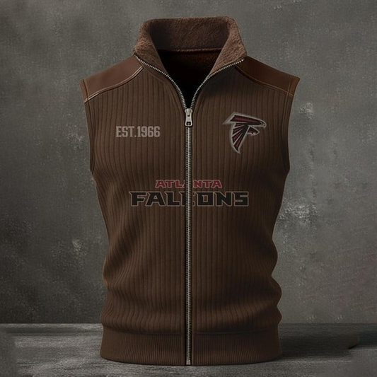 ATL X NFL Retro Knit Ribbed Sleeveless Vest Jacket V1 NAK NHT