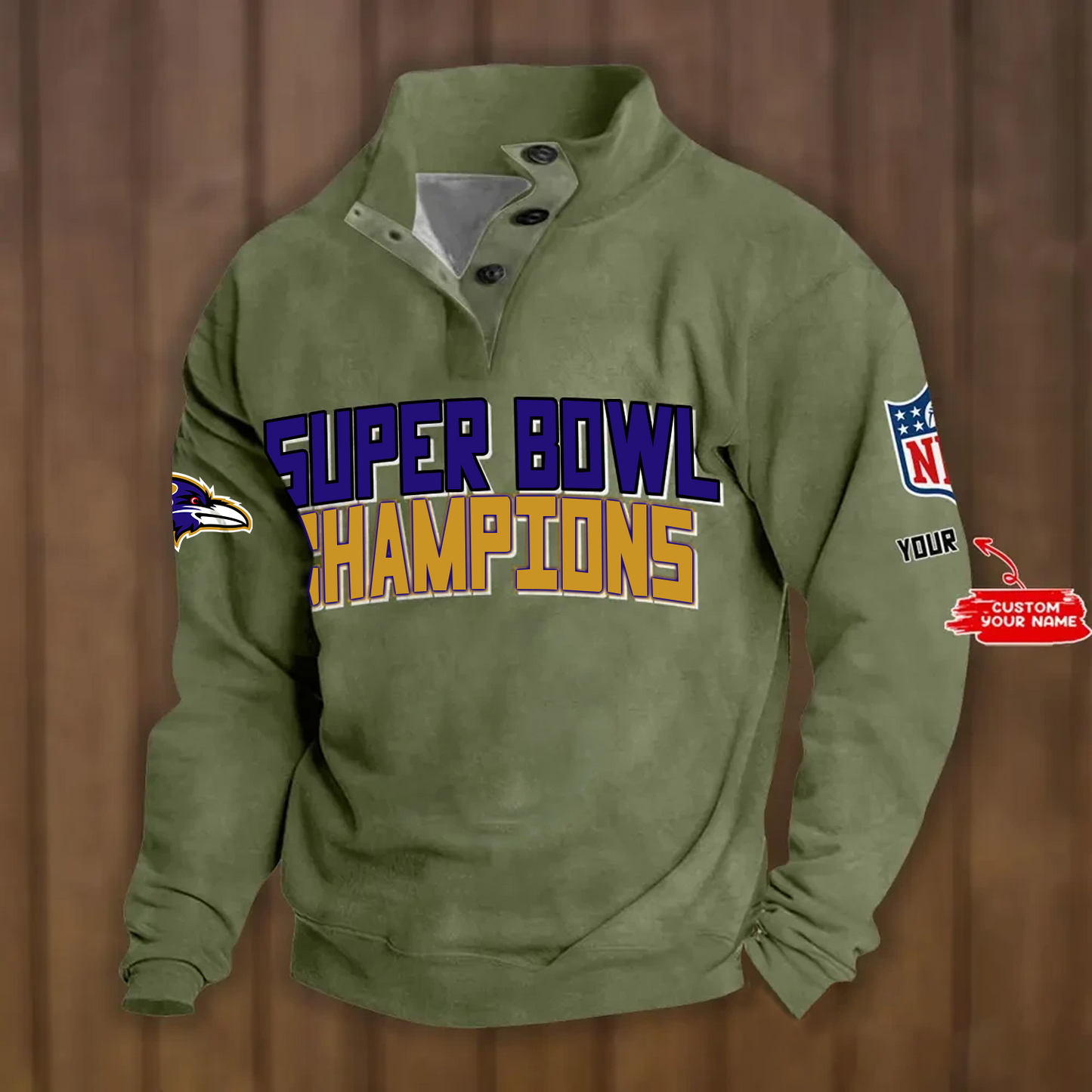 BAL x NFL Double Breasted Stand Collar Hoodies DATND TANTD