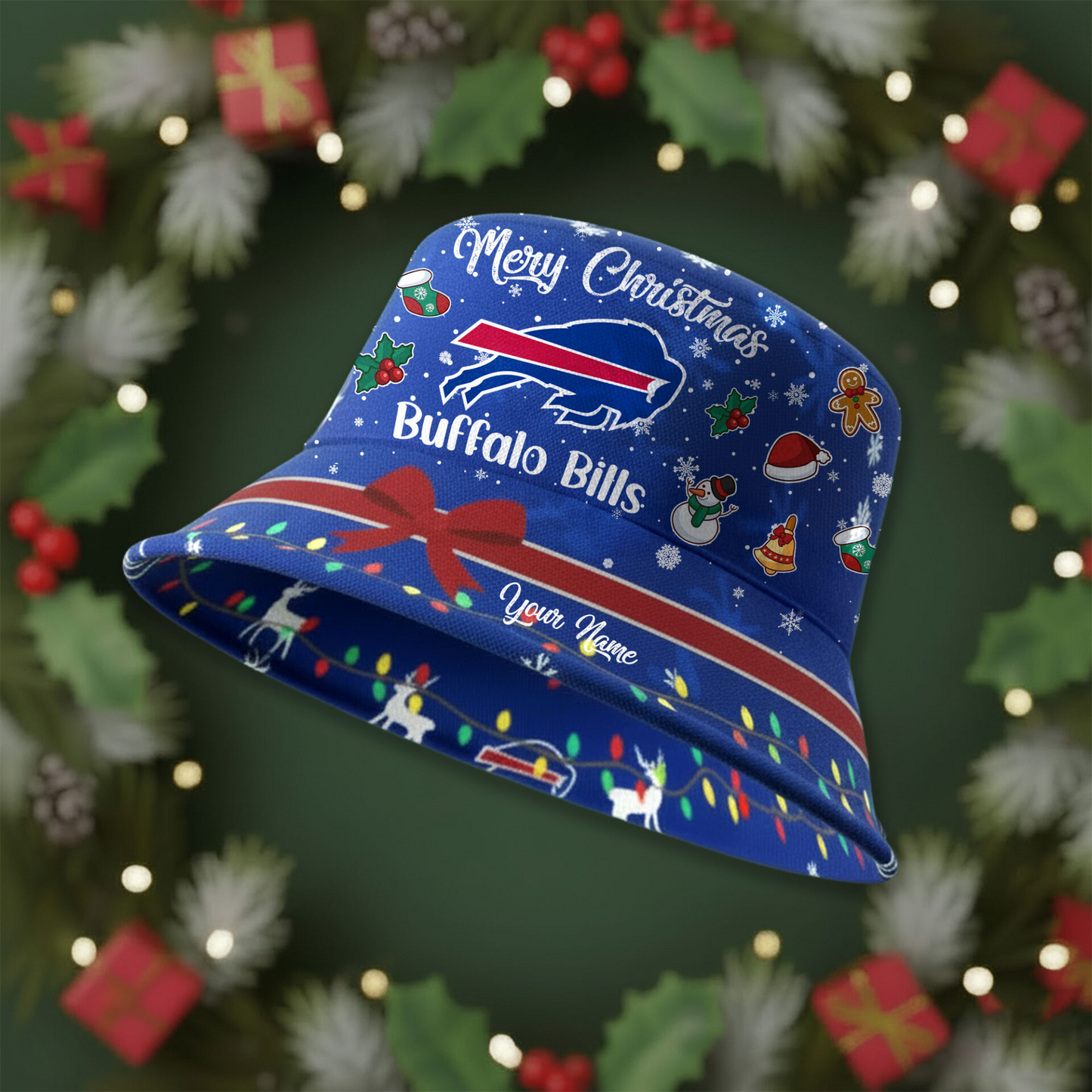 BB Premium NFL Merry Christmas Bucket Hat DDT CTND