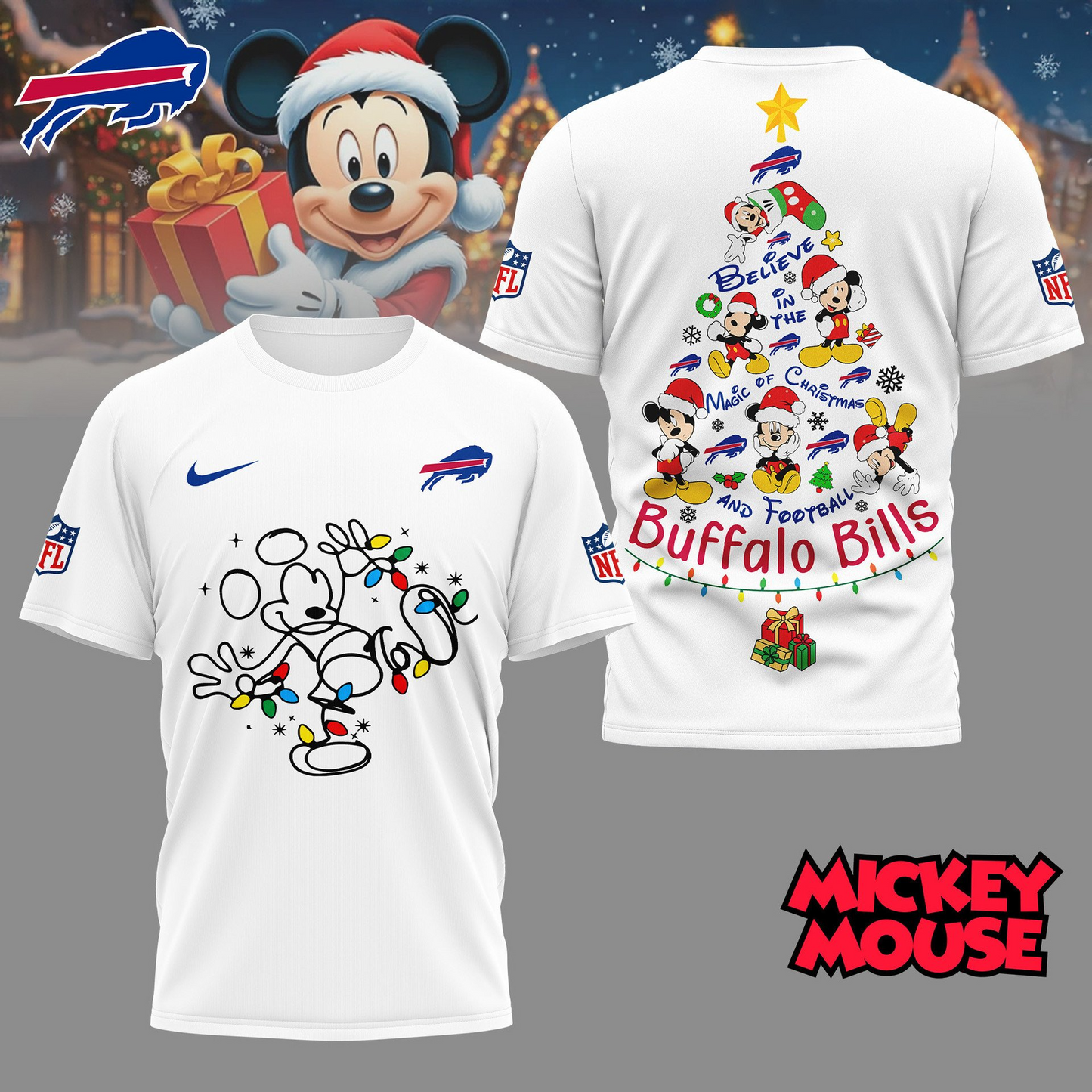 BB Premium NFL Mickey Mouse Christmas 3D Shirt DDT CTND