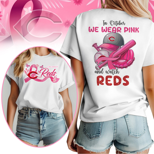 In October We Wear Pink And Watch MLB CR Shirt DDT NTL