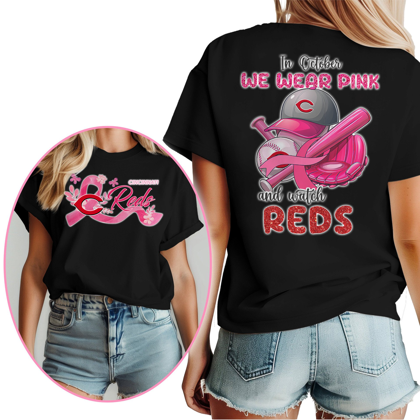 In October We Wear Pink And Watch MLB CR Shirt DDT NTL