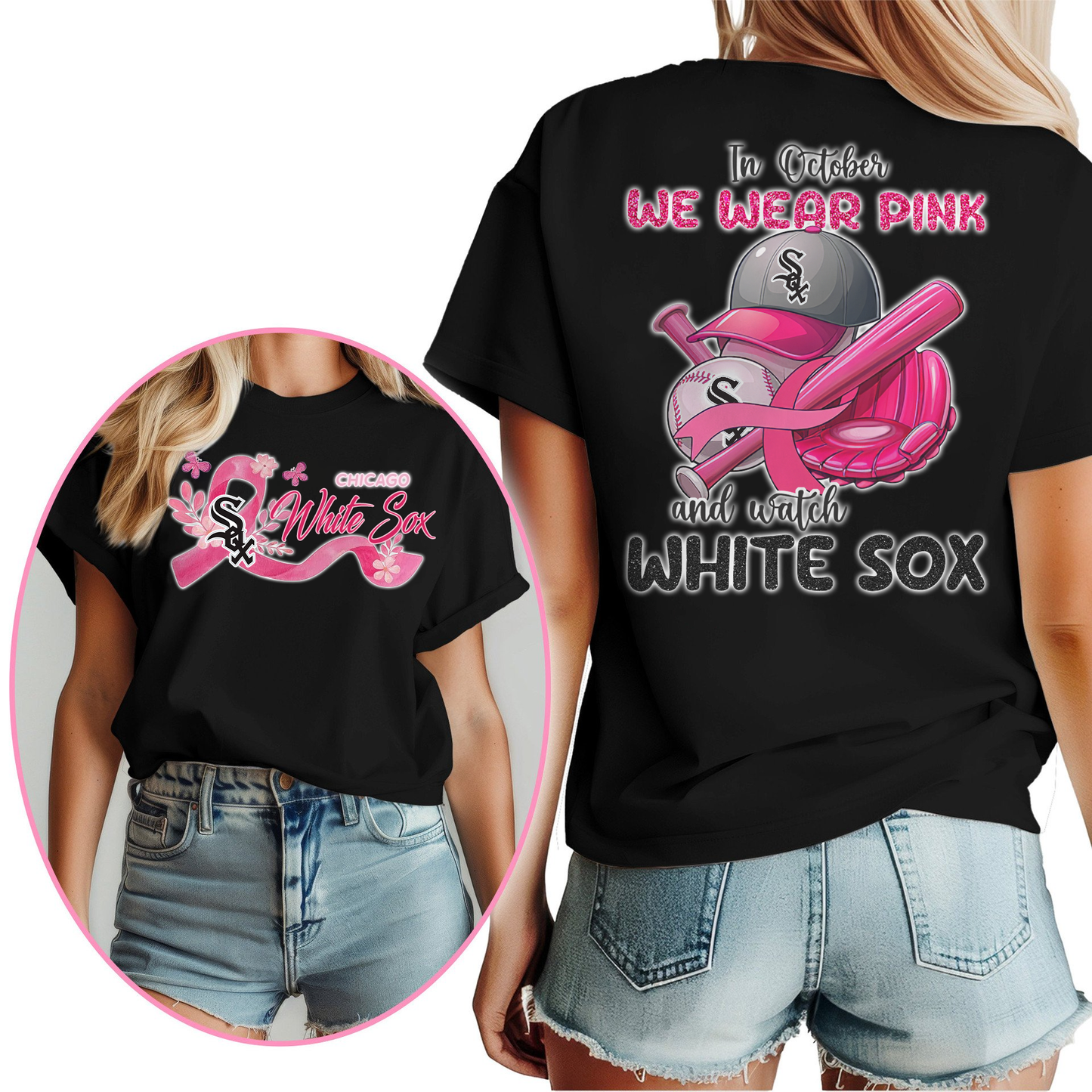 In October We Wear Pink And Watch MLB CWS Shirt DDT NTL