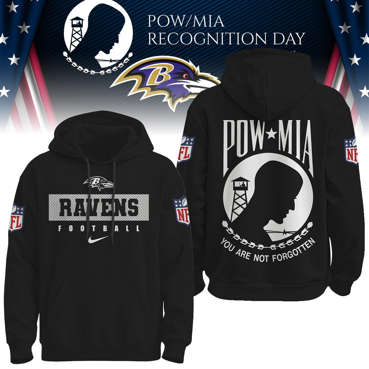 BR Premium NFL Pow Mia Hoodie DDT CTND