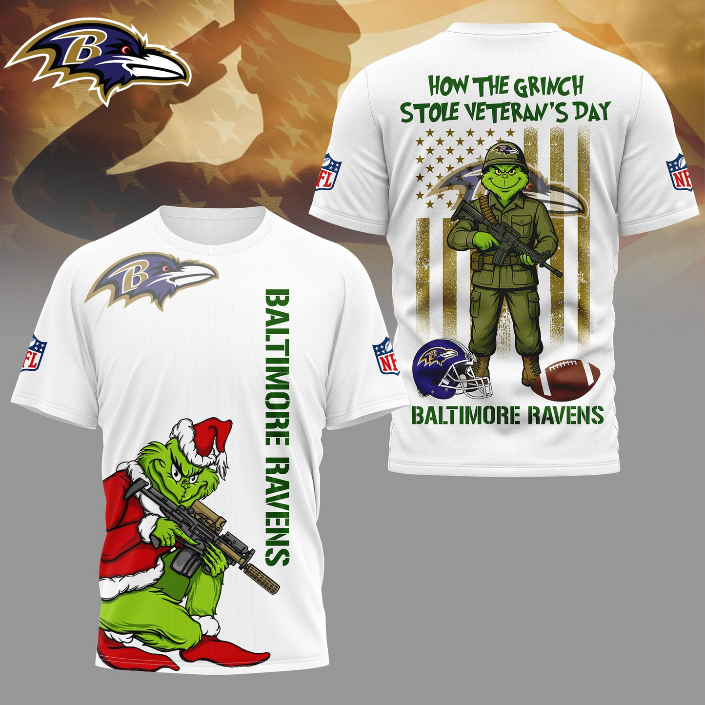 BR Premium NFL The Grinch Salute Veterans DDT CTND