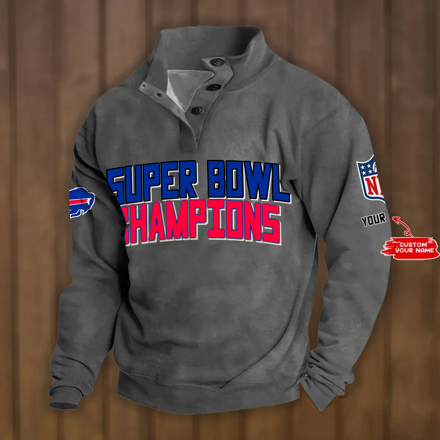 BUF x NFL Double Breasted Stand Collar Hoodies DATND TANTD