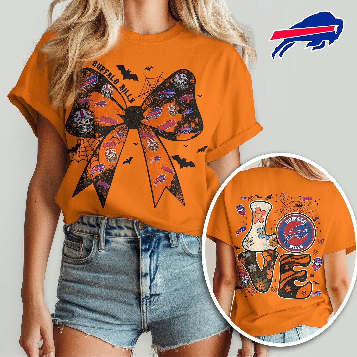 BUF x NFL Halloween Bow 3D Shirt 0409 DatND DVT