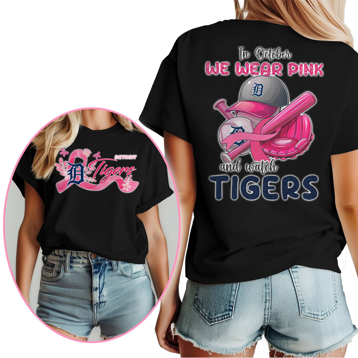 In October We Wear Pink And Watch MLB DT Shirt DDT NTL