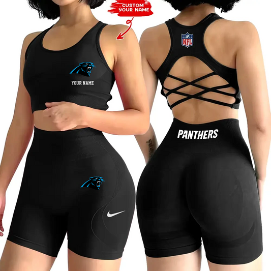 CAR x NFL 2-PCS Women's Seamless Yoga Set Sexy Sport Bra High Waist Sports Shorts DATND TANTD