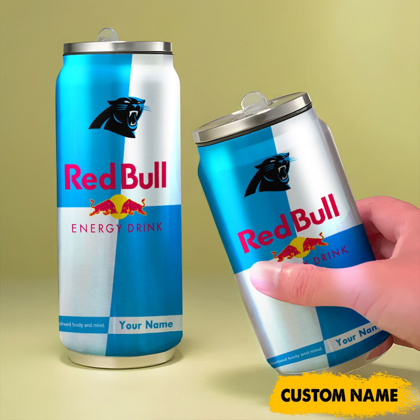 CAR x NFL Mix RedB Drink Can Tumbler Custom Any Name DATND TANTD