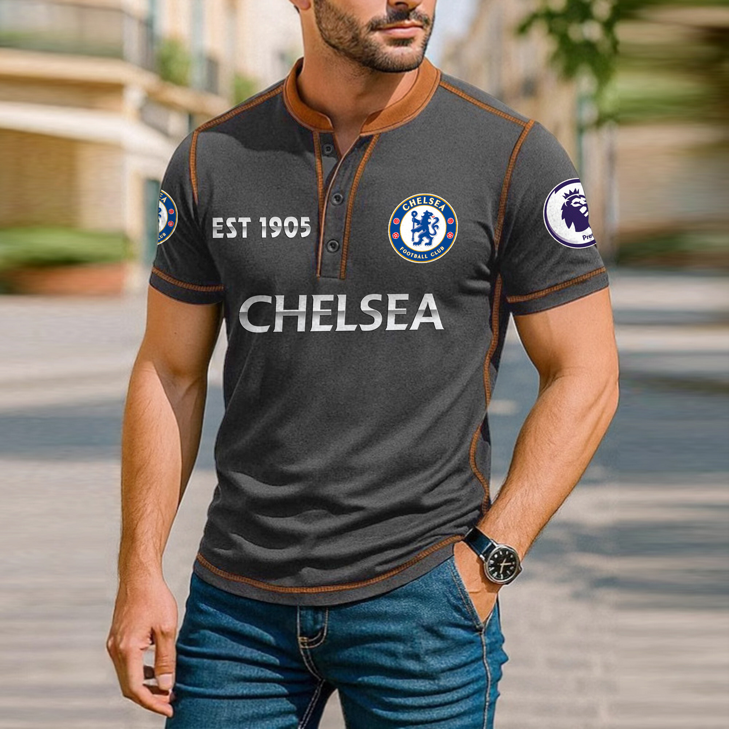 CHE Premium Men's Short Sleeve Henleys DatND DVT