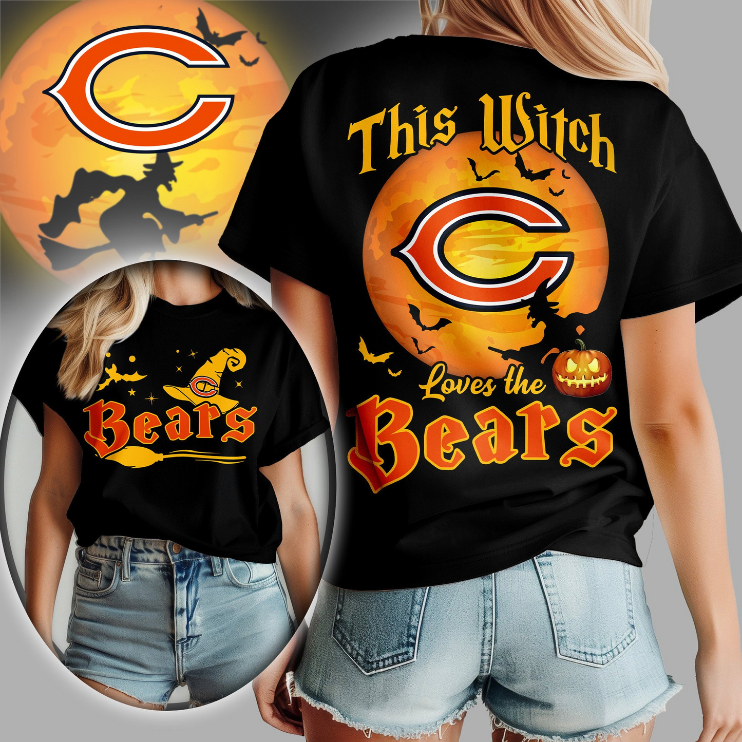 CHI Premium NFL Halloween Witch Women Shirt DDT CTND