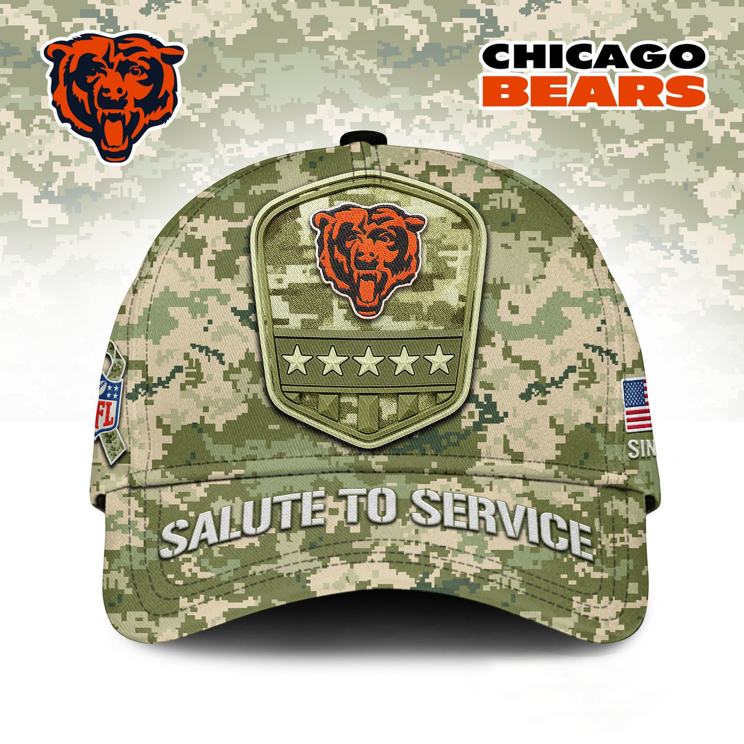 CHI Premium NFL Salute To Service Classic Cap DDT  NTL