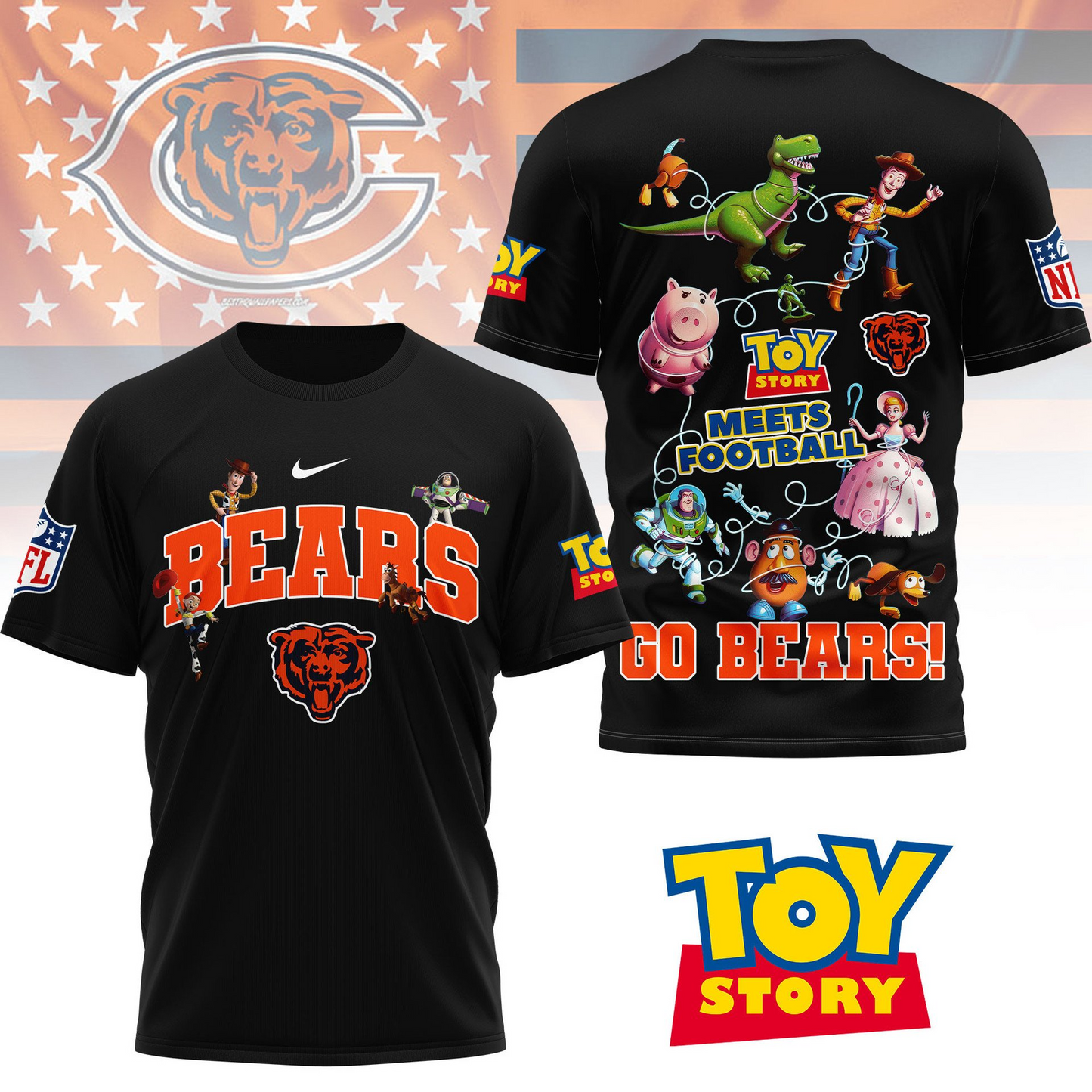 CHI Premium NFL Toy Story Fan 3D Shirt DDT CTND