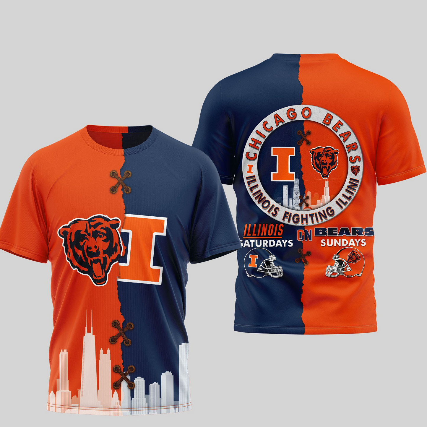 CHI Premium NFL x NCAA 3D T-shirt DDT NTL