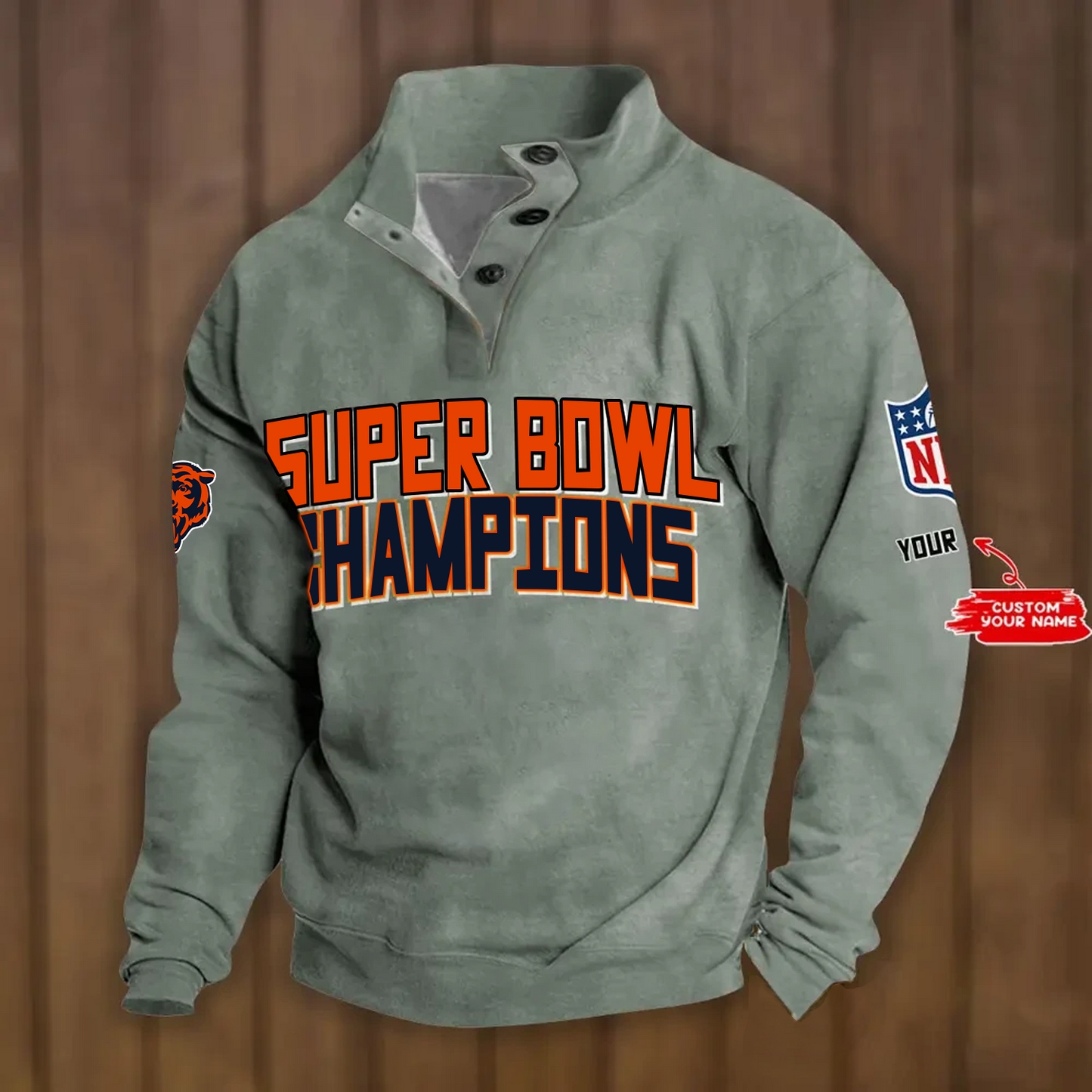 CHI x NFL Double Breasted Stand Collar Hoodies DATND TANTD