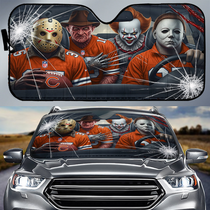 CHI x NFL Horror Car Sunshade For Fan DDT CTND