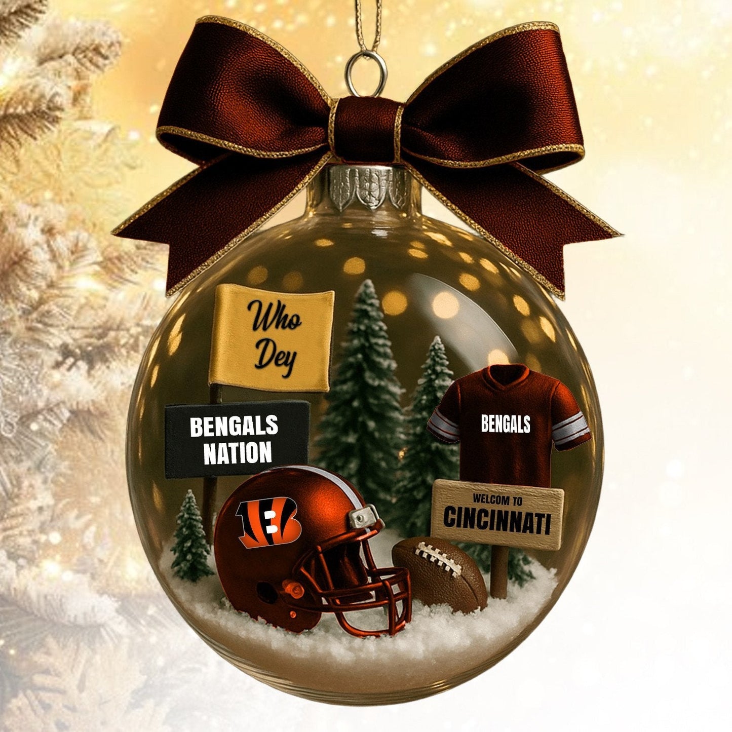 CIN  NFL Acrylic Ball Ornament - Best Gift For Fans DDT CTND