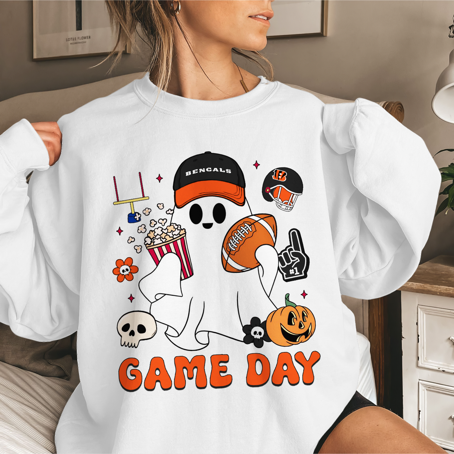 CIN Game Day Football Ghost Sweatshirt DDT NTL