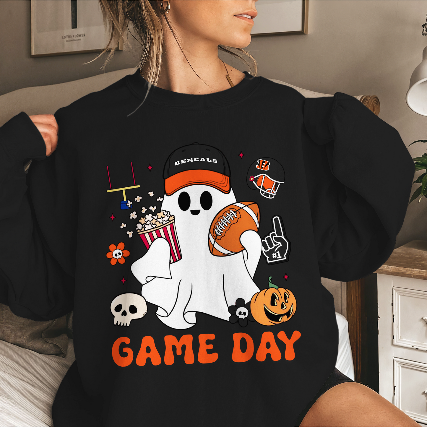CIN Game Day Football Ghost Sweatshirt DDT NTL