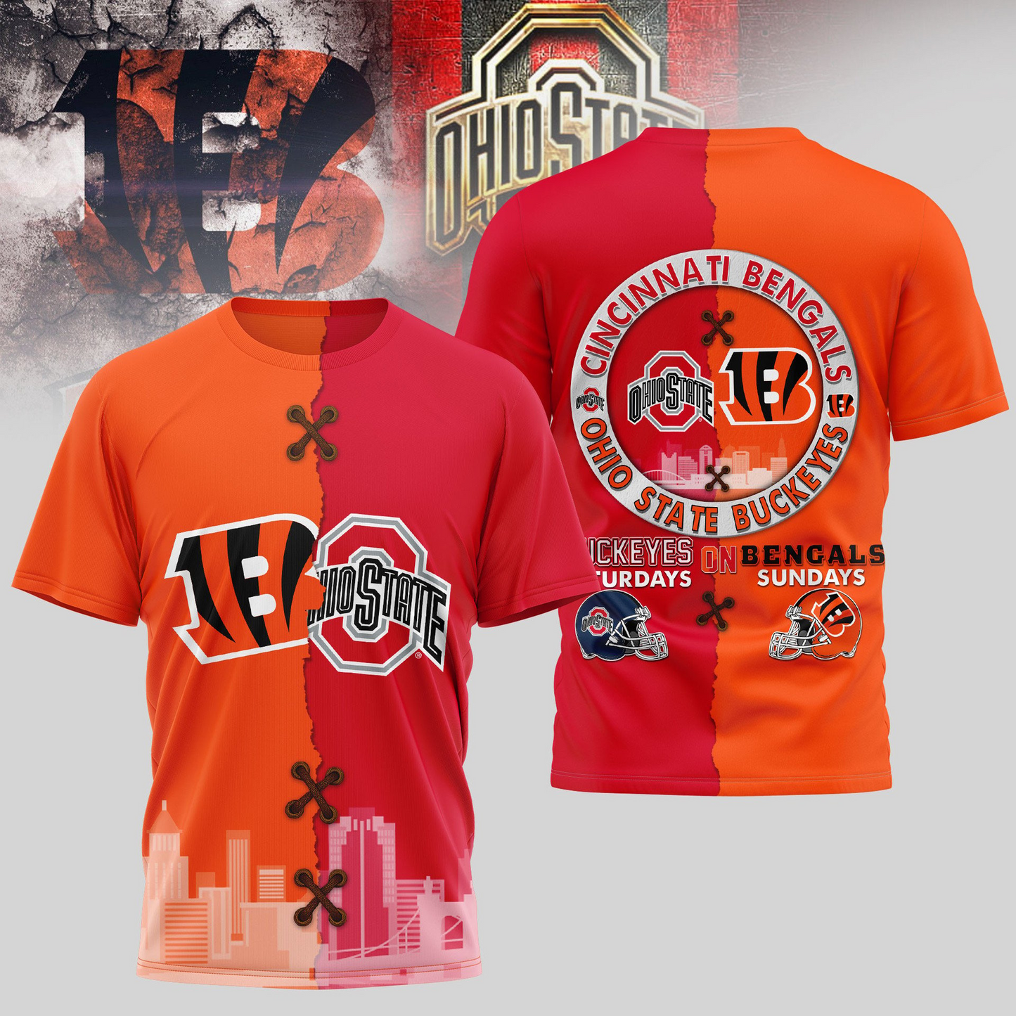 CIN Premium NFL x NCAA 3D T-shirt DDT NTL