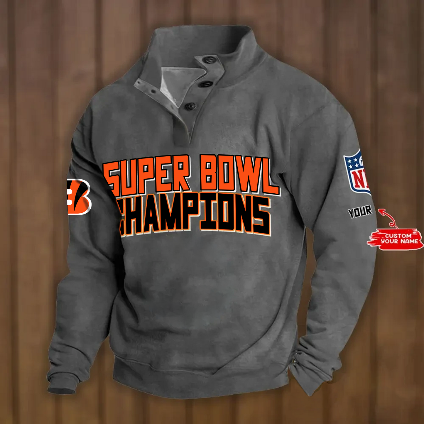 CIN x NFL Double Breasted Stand Collar Hoodies DATND TANTD