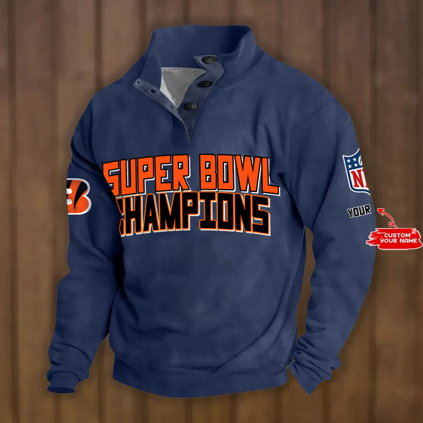 CIN x NFL Double Breasted Stand Collar Hoodies DATND TANTD