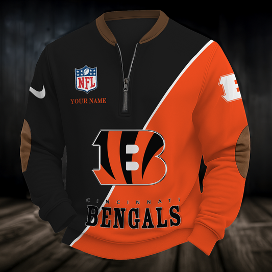 CIN x NFL Premium Personalized Game Day Quarter-Zip DatND ThuongNH
