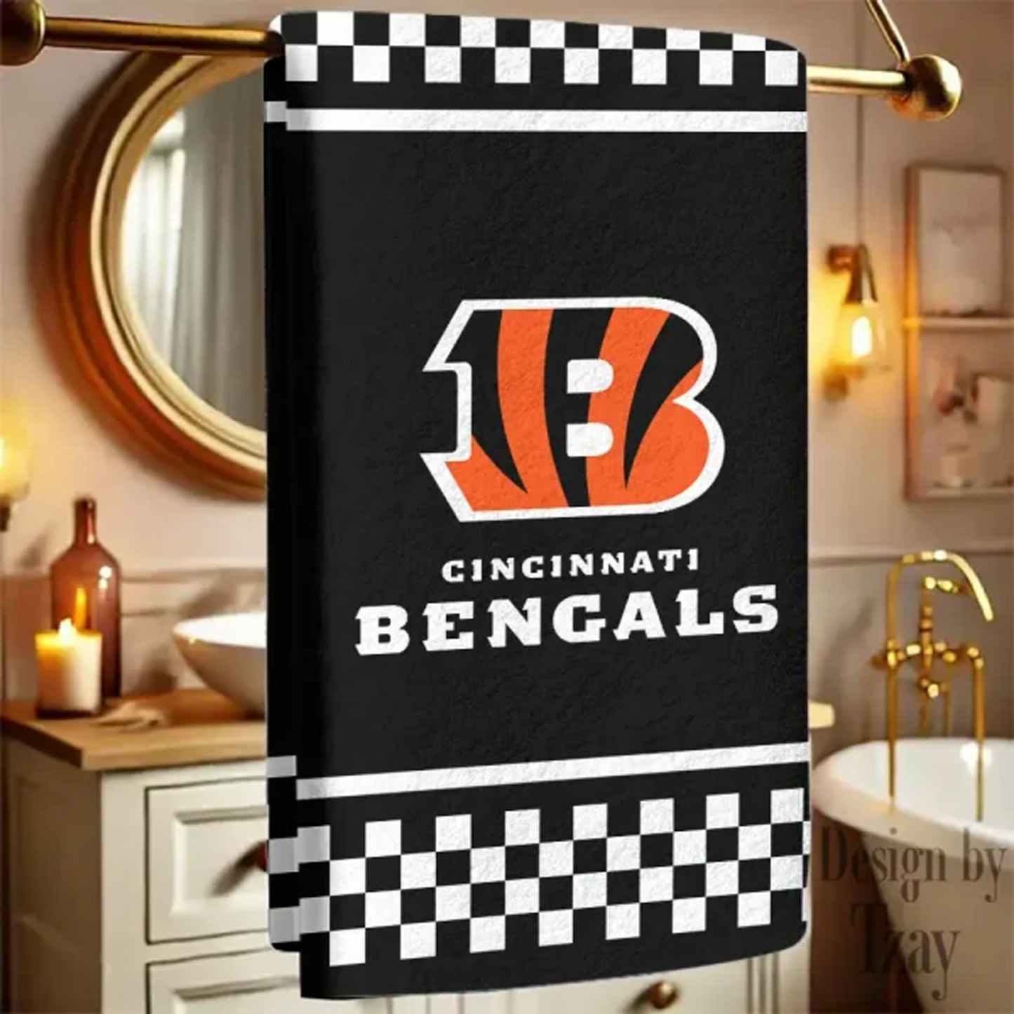 CIN X NFLNew Bath Towel Custom Any Name Gift For Fan V1 NAK NHT