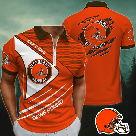 CLE x NFL Premium 3D Zip Polo DDT NTL