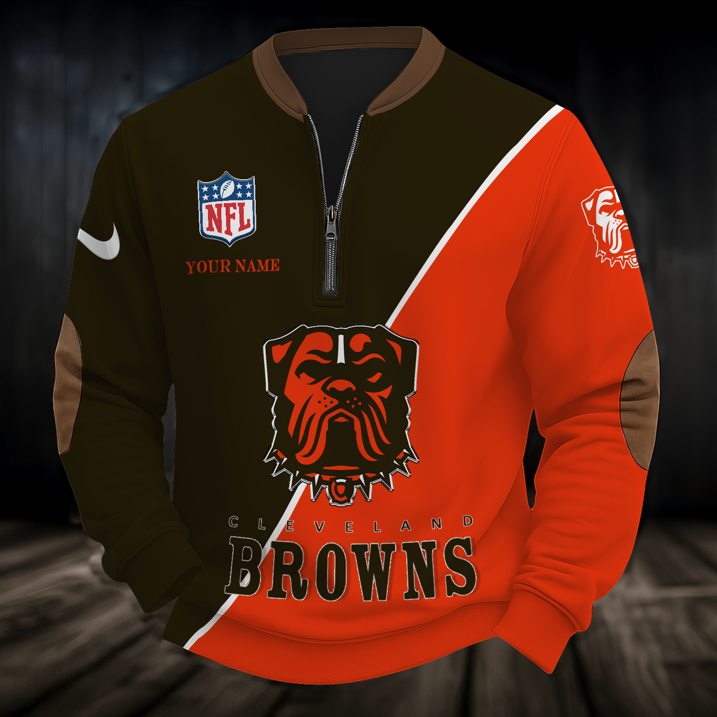 CLE x NFL Premium Personalized Game Day Quarter-Zip DatND ThuongNH