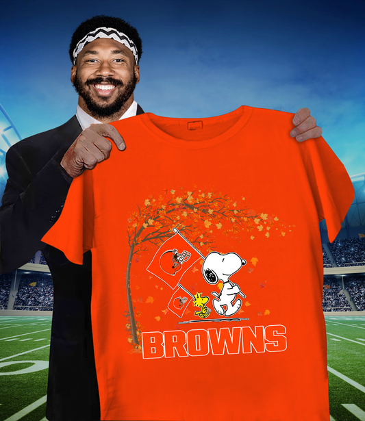 CLE x NFL Snoopy and Woodstock Happy Autumn 2D Shirt DatND ThuongNH