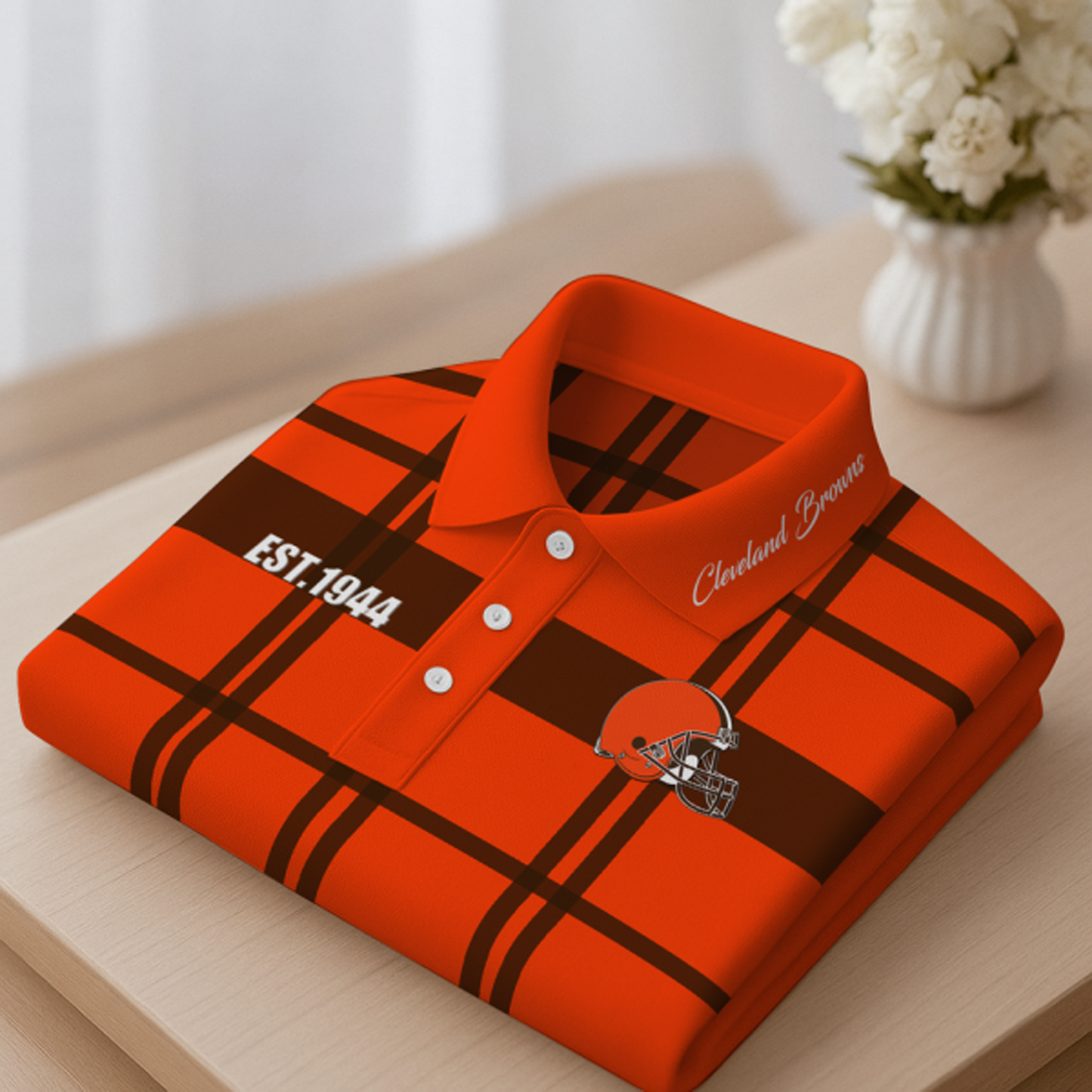 CLE X Premium NFL New Polo Long Sleeve V1 NAK NHT