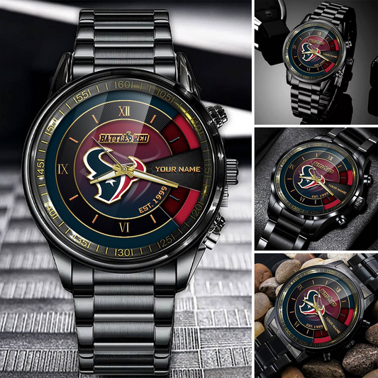 Customize Your Name HT x NFL Black Fashion Watch Fan Gifts DDT CTND
